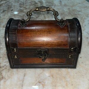 Wooden Chest with Ornate Handle